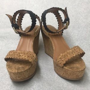 Maiden Lane Navy & Cork Wedges, Size 8
